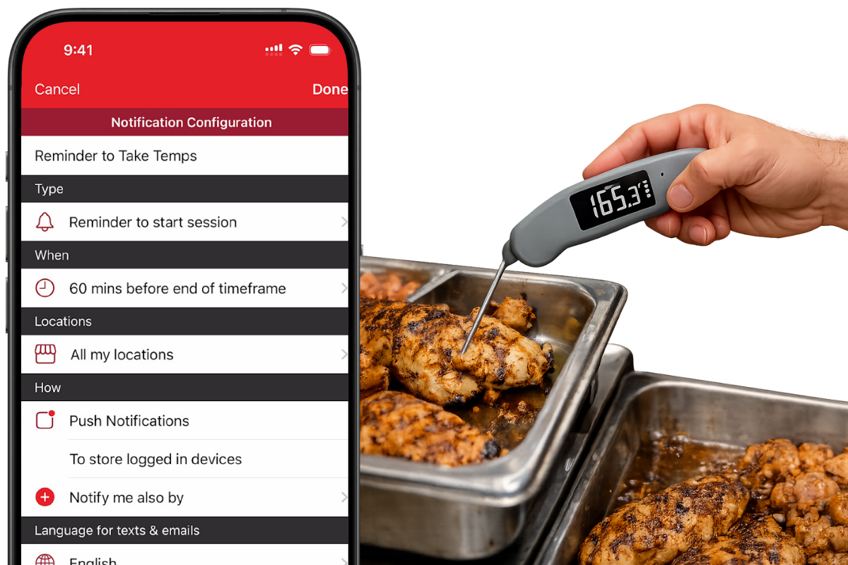 GoTemp digital temperature logging probe and app for HACCP food service compliance