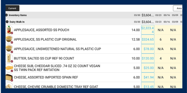 GoFreshDate Integrations GoFreshDate integrations screen showing product inventory list with pricing